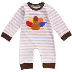 Baby Jongen Meisje Thanksgiving Kalkoen Gedrukt Romper 0-24M Pasgeboren Baby Peuter Festival Casual Katoenen Lange Mouwen O hals Jumpsuit