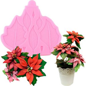 Poinsettia Bloem Silicone Mold Wedding Fondant Taart Decoreren Gereedschappen Cupcake Topper Snoep Klei Chocolade Gumpaste Jelly Mallen