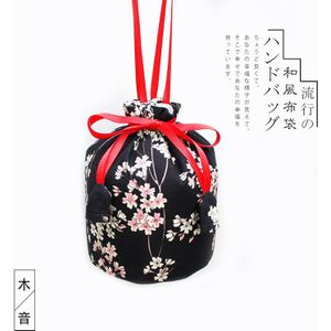 Japanse Stijl Klassieke Handtas Vrouwen Palace Stijl Tote Bag Vrouwelijke Draagbare Vintage Trekkoord Tassen Kimono Handtas Elegante