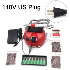 Zilver Professionele Nail Polijstmachine Gereedschap Nail Art File Bits Manicure Kit 35000 Rpm 110 V/220 V Elektrische Nail boor Machine