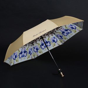 Metalen Handvat Automatische Paraplu Vrouwen 8 Ribben Vouwen Sterke Winddicht Luipaard Print Paraplu Regen Vrouwen Business Parasol