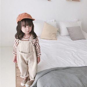 Solid Meisje Overalls Mode Kinderen Corduroy Broek Baby Jongens Casual Broek Herfst Kids Kleding 1-6 jaar
