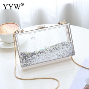 Acryl Jelly Tas Sequin Vierkante Vorm Avond Clutch Bags Transparante Doos Crossbody Schoudertas Vrouwen Clear Sling Sac