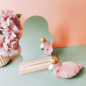 Make-Up Spiegel Ins Onregelmatige Acryl Decoratieve Spiegel Houten Base Cosmetische Beauty Tool De Maquillaje Koreaanse Stijl
