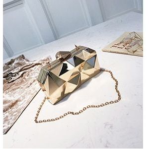 Hexagon Vrouwen Handtassen Metalen Koppelingen Mode Geometrische Mini Party Zwarte Avond Purse Zilver Zakken Gouden Doos Clutch