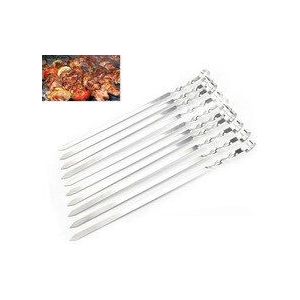 10Pcs Rvs Barbecue Naald Bbq Barbecue Platte Spiesjes Bbq Naald Anti-Slip Handvat Barbecue Teken Duurzaam Gereedschap 37x0.5CM