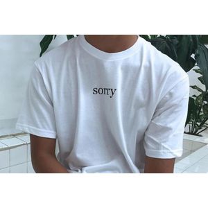 Sorry Grafische T-shirt Zomer Korte Mouw Quotes Tumblr Grunge Witte Tee Mans Hoge Klassieke T-shirt Outdoor Street Style