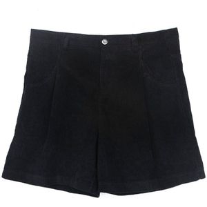 [Eam] Vrouwen Zwarte Korte Leisure Corduroy Wijde Pijpen Shorts Hoge Taille Loose Fit Broek Mode Tij Lente summer2020 1U961