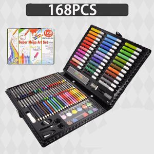 208 STUKS Art Tekening Sets Aquarel Borstel Pen Krijt Olie Pastel Schilderen Gereedschap Tekentafels Speelgoed Voor Meisjes Jongens