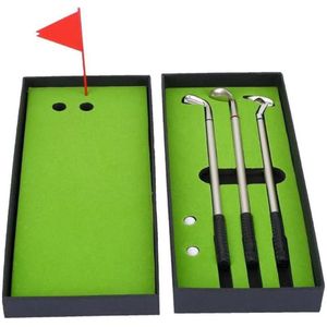 Golf Pen Set Desktop Goft Mini Groene Driving Range Pennen Golf Met Club En Metalen Ballen Vlag J2H5