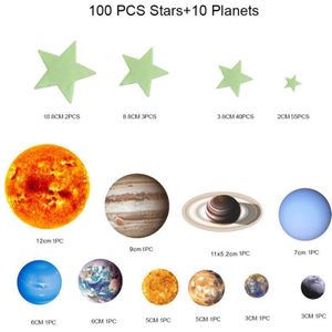 VWH - Muurstickers - 3D Bubble Lichtgevende Sterren Maan Stippen - Voor Kinderkamer Slaapkamer Woondecoratie