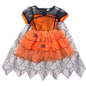 Pasgeboren Peuter Baby Meisjes Kleding Halloween Kant Spinnenweb Kostuum Feestjurk Heks Cosplay Festival Kleding