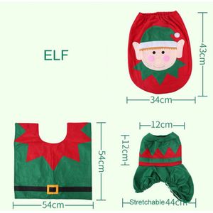 3 Stks/set Kerstman Sneeuwpop Elf Toilet Seat Cover Tapijt Tissue Box Xmas Badkamer Set Kerst Decoratie Voor Thuis