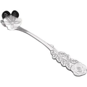 1 st 12.7*2.8 cm Rvs Koffie Roeren Lepel Bloem Vorm Voor Kids Meisje Melk Thee ijs Bar Dessert Scoop