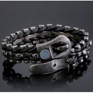 Gothic Ghost Hoofd Schedel Armbanden Voor Mannen Rvs &amp; Man Lederen Armband Met Gesp Armbanden Sieraden Accessoires