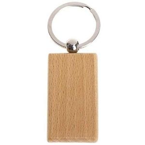 ELEG-60Pcs Lege Rechthoek Houten Sleutelhanger Diy Hout Sleutelhangers Key Tags Kan Graveren Diy