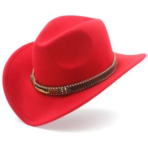 Vrouwen mannen Wol Western Cowboyhoed Voor Gentleman Dame Winter Herfst Jazz Cowgirl Cloche Sombrero Caps Met Mode riem