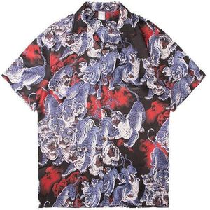 Rinnr Lente/Zomer Tiger Print Digital Printing Losse Mannen Shirt S-L