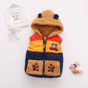 Olekid Herfst Winter Baby Jongens Vest Cartoon Beer Capuchon Baby Fleece Vest Plus Fluwelen Warm Peuter Meisjes Vest