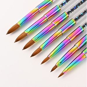 Kolinsky Acryl Haar Diy Thuis Nail Borstel Met Gradient Metal Cover Nail Art Borstel Nail Art Gereedschap 2 #10 #12 #16 #
