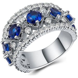 Huisept Elegante 925 Zilveren Ring Vrouwen Sieraden Geometrische Vormige Saffier Zirkoon Edelsteen Ornamenten Wedding Party Ringen