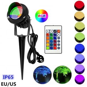 10W Outdoor Cob Rgb Tuin Lamp Led Gazon Licht Met Afstandsbediening Waterdichte IP65 Landschap Spike Spotlight AC85-265V Eu/Us