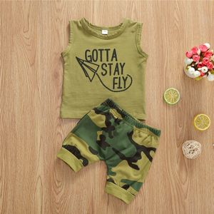 Trend Kinderen Baby Shirt Camouflage Broek Zomer Losse Geen Mouwen Set Casual Loszittende Outfits Sport dragen