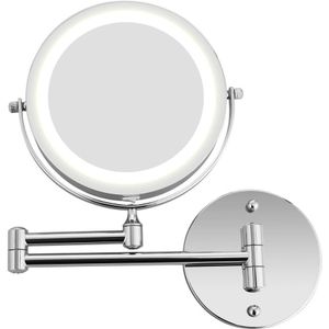 7 Inch Slaapkamer Of Badkamer Muur Gemonteerde Make-Up Spiegel, 1X &amp; 10X Vergrootglas Dubbele Spiegel, touch Knop Verstelbare Led Licht