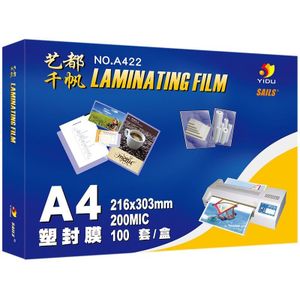 Lamineren Film A4 8mil/200mic Laminator Pouch Lakens Voor Fotopapier Bestanden Laminaat Thermische 10 Stks/set Yidu Sails