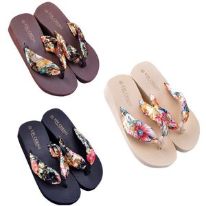 Vrouwen Schoenen Sliper Zomer Bohemen Bloemen Strand Sandalen Wedge Platform Thongs Slippers Slippers zapatos de mujer