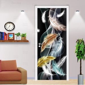 3D Stereoscopische Abstract Rook Veer Deur Sticker Moderne Woonkamer Dooration Decor Wall Mural Pvc Zelfklevend Behang