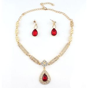 Jiayijiaduo Trouwjurk Sieraden Sets Glas Paars Charm Crystal Ketting Oorbellen Sets voor Vrouwen Parure Bijoux Femme Dubai