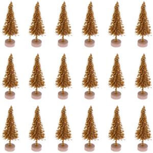 18 Pcs 6.5Cm Kerst Decoratie Kleine Sisal Zijde Kerstboom Party Home Decor Diy Kerst Ornament (Blauw Groen stijl)