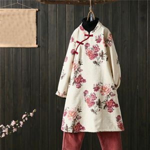 Herfst Vrouwen Trenchcoat Top Chinese Stijl Retro Borduren Elegante Lady Warm Bovenkleding Cheongsam Dames Chinese Tops TA1905