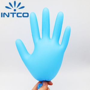 Intco Nitril Wegwerp Synthetische Handschoenen Vinyl En Nitril Blend Blauw Handschoenen 100Pcs Per Doos En455 En374 Beschikbare