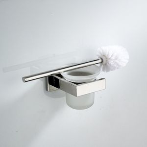 Zilver korte toiletrolhouder toiletborstel houder Moderne wandmontage rvs badkamer hardware set badkamer producten