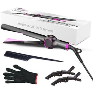 Toermalijn Keramische Twisted 2 In 1 Haar Platte Lcd Stijltang En Curler Curling Rechttrekken Voor Alle Haartypes Styling