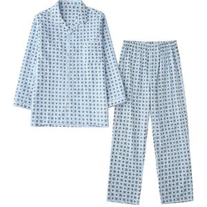 Herfst Pijamas Mannen Casual Plaid Pyjama Sets Mannelijke Katoen Nachtkleding Pak Turn-Down Kraag Lange Mouw & broek Plus Size