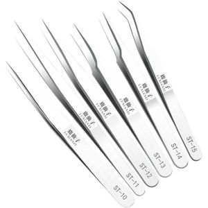 Luxianzi Anti-Statische Esd Pincet Gebogen Straight Elektronische Reparatie Tool Onderhoud 1Pc Precisie Roestvrij Industriële Pincet