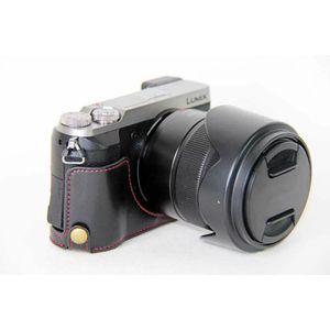 Zwart/Koffie/Bruin Camera Half Body Bag Cases Leather Bottom Case Set Voor Panasonic Lumix GX85 GX80