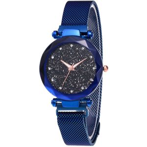 1 st Sterrenhemel Stappenteller Horloge Waterdicht Magneet Gesp Roestvrij Staal Vrouwen Diamond Lady Horloge