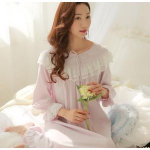 Fdfklak Katoen Nightgowns Zoete Kant Lange Nachthemd Zwangerschap Kleding Zwangere Vrouwen Nachtkleding Moederschap Jurk