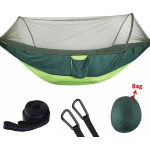 1Set Camping Hangmat Met Klamboe Pop-Up Light Draagbare Outdoor Parachute Hangmatten Swing Slapen Hangmat Camping Stuff zxh