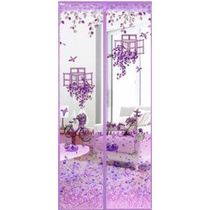 Bloemen Patroon Deur Gordijn Scherm Lange Streep Magneten Glad Sluiting Hoge Desity Dikke Mesh Met Kant Op Top Home Decoratie