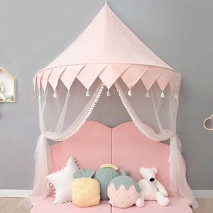 Nordic Kids Play Tent Roze Prinses Kasteel Speelhuis Tipi Enfant Indoor Baby Meisjes Crib Canopy Netto Bed Tent Kinderen room Decor
