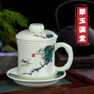 500 ml Chinese Stijl Jingdezhen Porselein Thee Kop en Schotel Sets Filter Cup