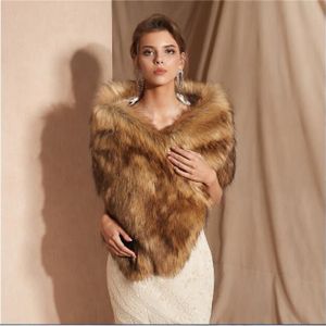 JaneVini Elegante Bruids Bolero Faux Fur Wraps en Sjaals Winter Warm Vrouwen Bruiloft Cape Mantel voor Avond Party Accessoires