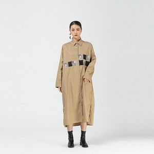 Xitao Vintage Onregelmatige Geborduurde Trenchcoat Voor Vrouwen Losse Plus Size Lange Mouw Single-Breasted Windjack Herfst XJ5093