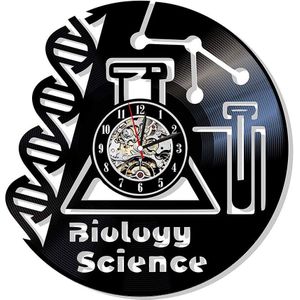 Vinyl Record Wandklok Modern Chemie Lab Elements Biologie Science Vintage Vinyl Klokken Muur Horloge Voor Wetenschapper