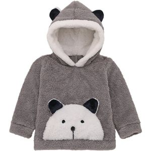 Baby Peuter Baby Jongens Meisjes Winter Hooded Sweater Fleece Truien Gewatteerde Top Roze Grijs Bruin Kaki Cute Bear Kids Kleding